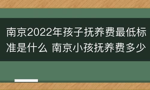 南京2022年孩子抚养费最低标准是什么 南京小孩抚养费多少钱一个月