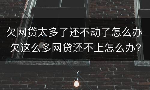 欠网贷太多了还不动了怎么办 欠这么多网贷还不上怎么办?