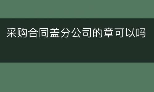 采购合同盖分公司的章可以吗