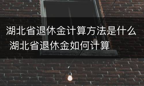 湖北省退休金计算方法是什么 湖北省退休金如何计算