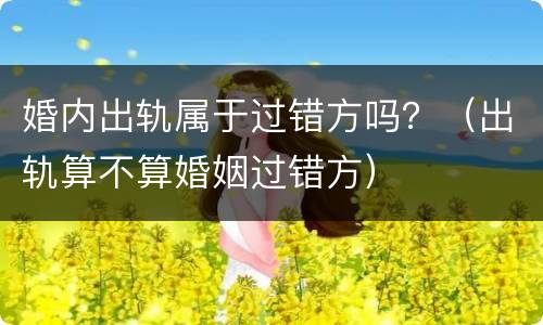 婚内出轨属于过错方吗？（出轨算不算婚姻过错方）