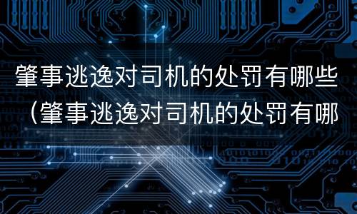 肇事逃逸对司机的处罚有哪些（肇事逃逸对司机的处罚有哪些呢）