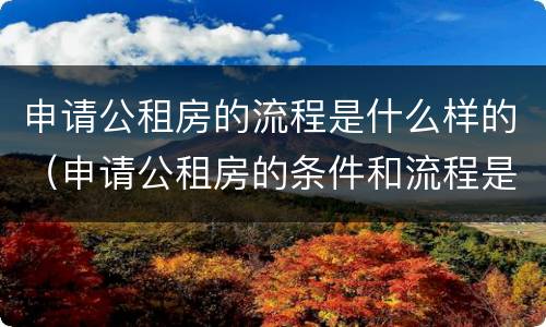 申请公租房的流程是什么样的（申请公租房的条件和流程是怎样的）