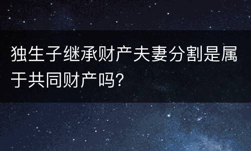独生子继承财产夫妻分割是属于共同财产吗？