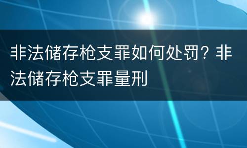 非法储存枪支罪如何处罚? 非法储存枪支罪量刑