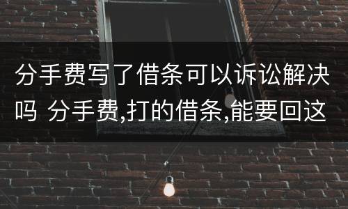分手费写了借条可以诉讼解决吗 分手费,打的借条,能要回这钱吗