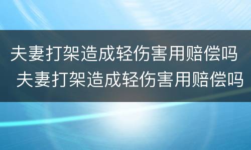 夫妻打架造成轻伤害用赔偿吗 夫妻打架造成轻伤害用赔偿吗合法吗