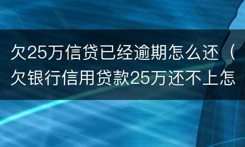 欠25万信贷已经逾期怎么还（欠银行信用贷款25万还不上怎么办）