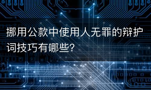 挪用公款中使用人无罪的辩护词技巧有哪些？