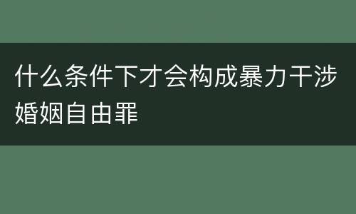 什么条件下才会构成暴力干涉婚姻自由罪