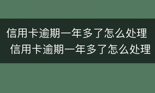 信用卡逾期一年多了怎么处理 信用卡逾期一年多了怎么处理最好