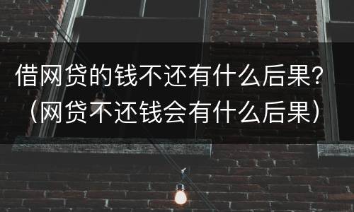 借网贷的钱不还有什么后果？（网贷不还钱会有什么后果）
