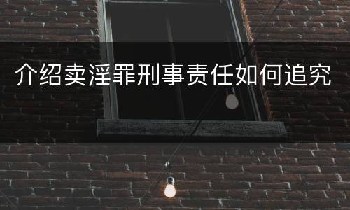 介绍卖淫罪刑事责任如何追究