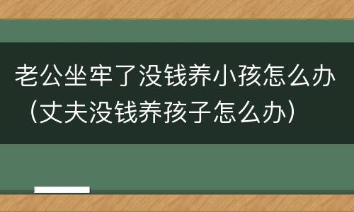 老公坐牢了没钱养小孩怎么办（丈夫没钱养孩子怎么办）
