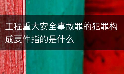工程重大安全事故罪的犯罪构成要件指的是什么