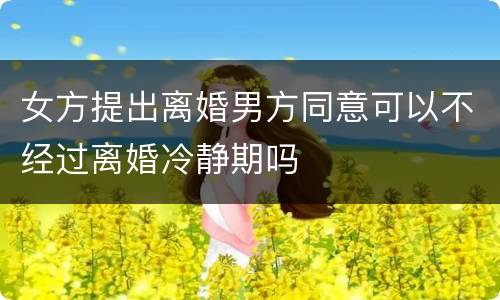 女方提出离婚男方同意可以不经过离婚冷静期吗