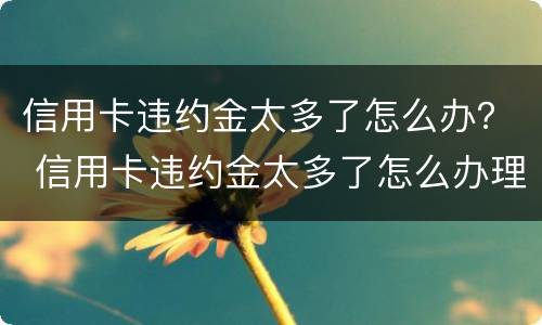 信用卡违约金太多了怎么办？ 信用卡违约金太多了怎么办理