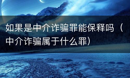 如果是中介诈骗罪能保释吗（中介诈骗属于什么罪）