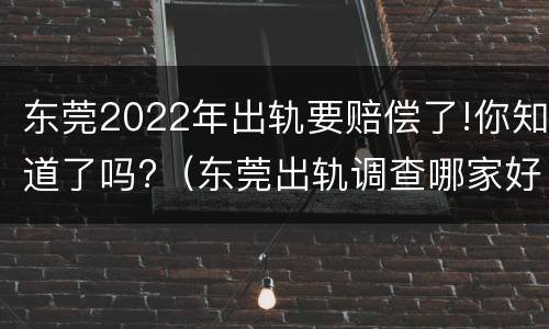 东莞2022年出轨要赔偿了!你知道了吗?（东莞出轨调查哪家好）