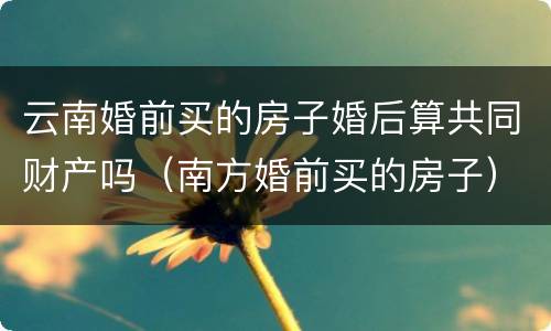 云南婚前买的房子婚后算共同财产吗（南方婚前买的房子）