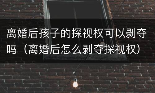 离婚后孩子的探视权可以剥夺吗（离婚后怎么剥夺探视权）