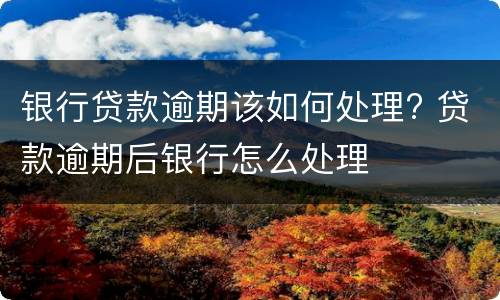 银行贷款逾期该如何处理? 贷款逾期后银行怎么处理