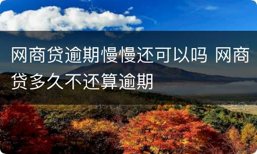 网商贷逾期慢慢还可以吗 网商贷多久不还算逾期