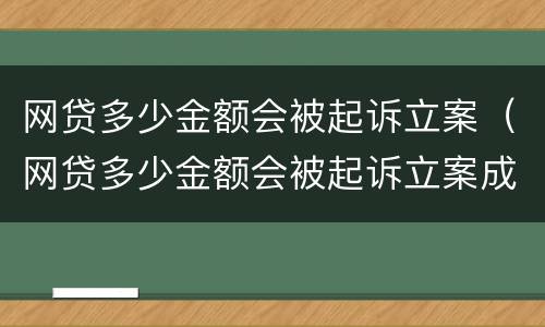 网贷多少金额会被起诉立案（网贷多少金额会被起诉立案成功）
