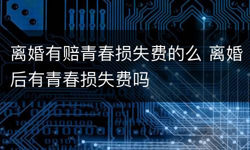 离婚有赔青春损失费的么 离婚后有青春损失费吗