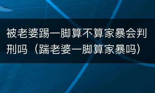 被老婆踢一脚算不算家暴会判刑吗（踹老婆一脚算家暴吗）