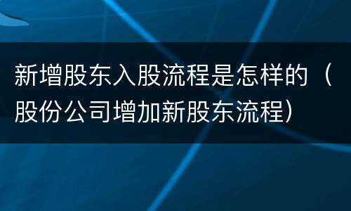 新增股东入股流程是怎样的（股份公司增加新股东流程）