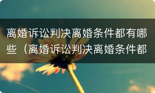 离婚诉讼判决离婚条件都有哪些（离婚诉讼判决离婚条件都有哪些呢）
