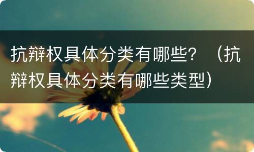 抗辩权具体分类有哪些？（抗辩权具体分类有哪些类型）