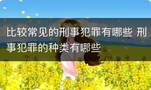 比较常见的刑事犯罪有哪些 刑事犯罪的种类有哪些