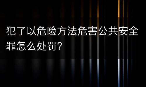 犯了以危险方法危害公共安全罪怎么处罚?
