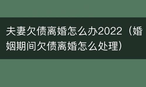 夫妻欠债离婚怎么办2022（婚姻期间欠债离婚怎么处理）