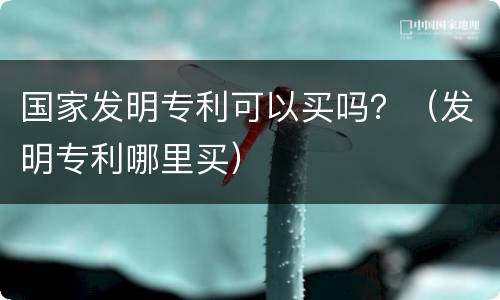 国家发明专利可以买吗？（发明专利哪里买）