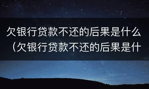 欠银行贷款不还的后果是什么（欠银行贷款不还的后果是什么呢）