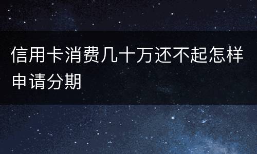 信用卡消费几十万还不起怎样申请分期