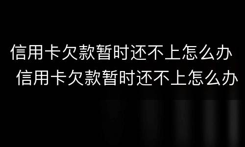 信用卡欠款暂时还不上怎么办 信用卡欠款暂时还不上怎么办呢