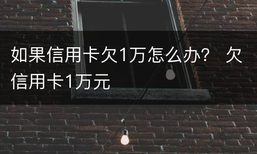 如果信用卡欠1万怎么办？ 欠信用卡1万元
