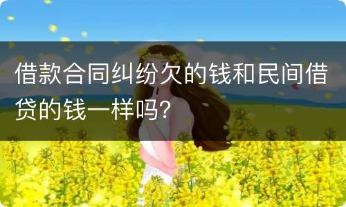 借款合同纠纷欠的钱和民间借贷的钱一样吗？