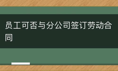 员工可否与分公司签订劳动合同