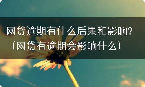 网贷逾期有什么后果和影响？（网贷有逾期会影响什么）