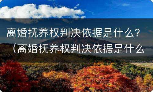 离婚抚养权判决依据是什么？（离婚抚养权判决依据是什么规定）