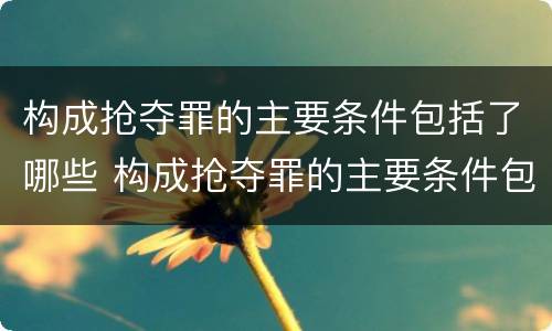 构成抢夺罪的主要条件包括了哪些 构成抢夺罪的主要条件包括了哪些条款
