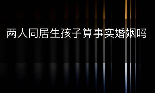 两人同居生孩子算事实婚姻吗