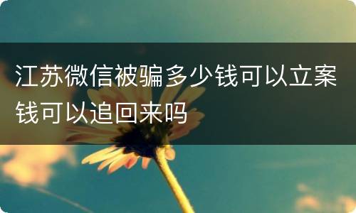 江苏微信被骗多少钱可以立案钱可以追回来吗