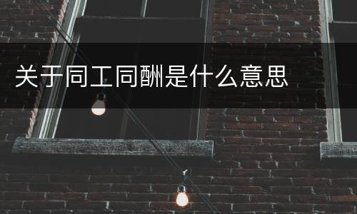关于同工同酬是什么意思