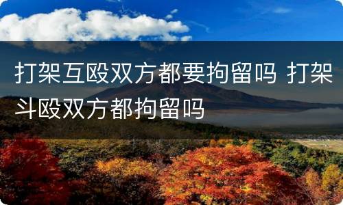 打架互殴双方都要拘留吗 打架斗殴双方都拘留吗